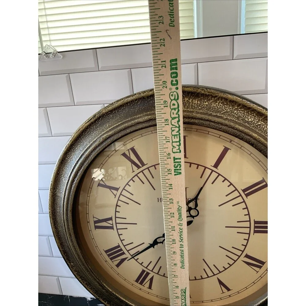 20” Wooden Deep Glass Wall Clock - Antique Style Brown Finish Wall Clock
